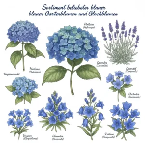Sortiment beliebter Gartenpflanzen mit blauen Blüten online zur Inspiration.