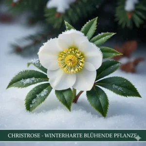 Nahaufnahme einer Christrose, der Inbegriff der winterharte blühende gartenpflanzen im Wintergarten.