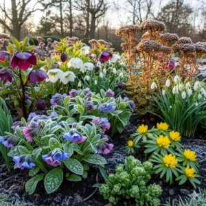 Eine bunte mischung aus stauden, die als beste winterharte gartenpflanzen kaufen überleben und im frühling wieder blühen.