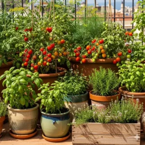  Frisches Gemüse wächst in Töpfen, perfekt als Gartenpflanzen im Topf für Balkon Und Terrasse.