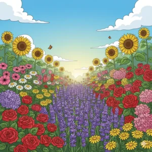 Leuchtende Sommerblumen wie Lavendel, Rosen und Sonnenhut sind ein Beispiel dafür, welche gartenpflanzen blühen das ganze jahr und den Garten mit intensiven Farben füllen.