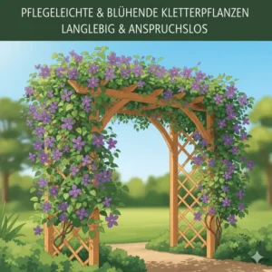 Eine Kletterpflanze oder Rose, die aufgrund ihrer Robustheit eine der pflegeleichte blühende gartenpflanzen an einer Rankhilfe ist.