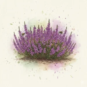 Leuchtend violettes Heidekraut (Calluna vulgaris), eine bodendeckende Gartenpflanze die im Herbst blüht und winterhart ist.