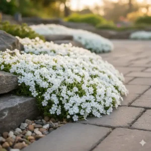 Polster-Phlox, ein robuster Bodendecker, gehört zu den idealen Gartenpflanzen mit weißen Blüten.