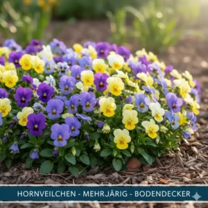 Bunte Hornveilchen als Bodendecker, eine langlebige Option der winterharte blühende gartenpflanzen.