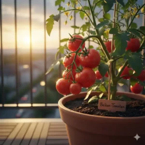 Busch- oder Hängetomaten als eine der besten Gemüsepflanzen für Balkon und kleine Töpfe. Top 10 Gemüsepflanzen für Balkon