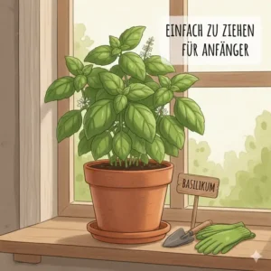 Basilikum: Eine einfache essbare gartenpflanzen für anfänger zum Züchten auf dem Balkon.