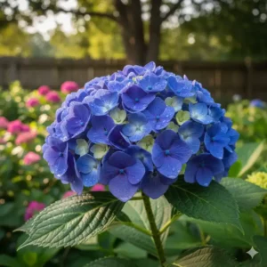 Blaue Hortensien sind pflegeleichte sträucher mit schönen blüten für garten.