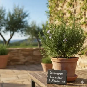 Mediterrane Kräuterpflanzen für Garten kaufen: Winterharter Rosmarin im Topf