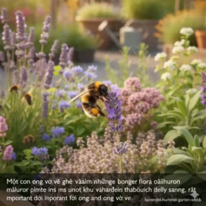 Eine Hummel an duftendem Lavendel, eines der wertvollsten kräuter für bienenfreundlichen garten.