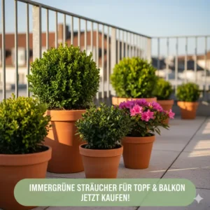 Kompakte immergrüne sträucher für garten kaufen und im Topf auf Balkon oder Terrasse halten.