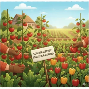 Tomaten und Paprika sind die beste gartenpflanzen für selbstversorgung für warme, sonnige Standorte.