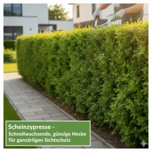 günstige heckenpflanzen für sichtschutz: Immergrüne Lawsons Scheinzypresse
