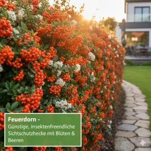 Der dornige Feuerdorn ist eine günstige heckenpflanzen für sichtschutz mit schönen Beeren