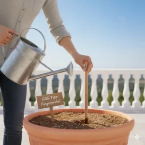 Gießtipp: Prüfen der Erde bei pflegeleichte terrassenpflanzen kaufen, um Staunässe zu vermeiden.