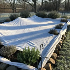 Winterschutz mit Vliesdecke für Ihre Pflanzen, nachdem Sie mediterrane kräuter im garten anlegen abgeschlossen haben.