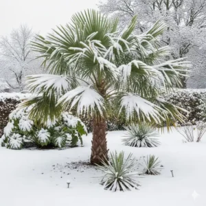 Die Hanfpalme (Trachycarpus fortunei) ist eine der beliebtesten exotische winterharte gartenpflanzen.