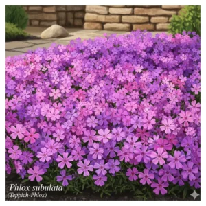 pflegeleichte bodendecker für sonnige lage: Teppich-Phlox (Phlox subulata) in leuchtendem Lila.