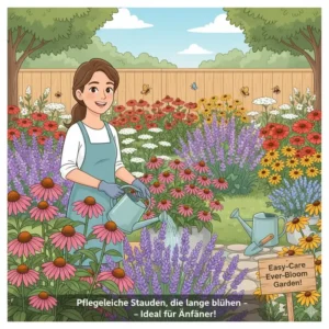 Pflegeleichte Stauden die lange blühen und wenig Aufwand im Garten erfordern, ideal für Anfänger.