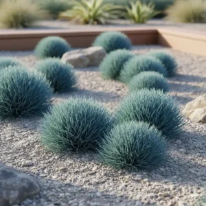Blaustrahlhafer (Festuca glauca) – Stahlblaue Horste, pflegeleichte winterharte Gräser für Gartenanlagen mit niedrigem Wuchs.