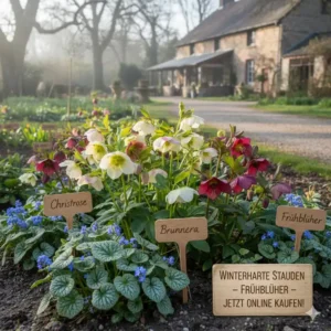 Christrose (Helleborus) und andere frühlingsblühende, winterharte stauden für garten kaufen