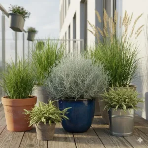 Winterharte ziergräser im topf kaufen für den Balkon, wie Blauschwingel, die optimal im Kübel wachsen.