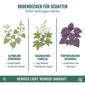 Gartenpflanzen Bodendecker gegen Unkraut für schattige Bereiche.