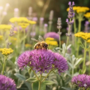 Eine Biene besucht eine Blüte, was die Attraktivität von pflegeleichte stauden für garten kaufen für Insekten zeigt.