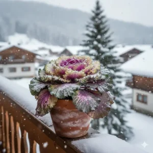 Farbenprächtiger Zierkohl (Brassica oleracea) als optisches Highlight unter den winterharte balkonpflanzen für minusgrade