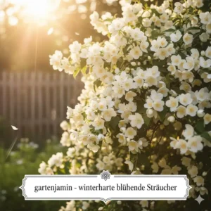 Duftender Gartenjasmin mit weißen Blüten, ein klassischer, gut winterharte blühende Sträucher kaufen für den Garten