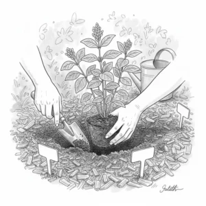 Gärtner pflanzt eine Staude ein; hilfreiche Tipps zum Pflanzen und Pflegen, nachdem Sie winterharte stauden für garten kaufen