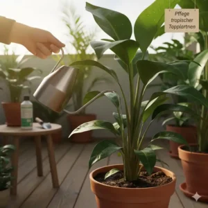 Tipps zur Pflege, damit Sie gesunde tropische gartenpflanzen im topf kaufen und diese optimal gedeihen: Gießen, Düngen und Standortwahl.