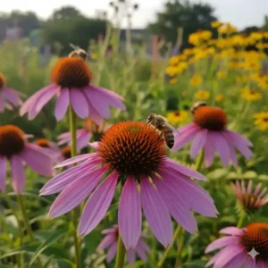 Purpur-Sonnenhut (Echinacea) als attraktive Bienenweide stauden für sonnigen vorgarten