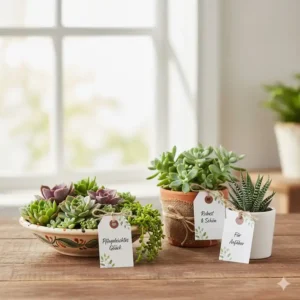 Pflegeleichte Sukkulenten oder Sedum sind besondere gartenpflanzen für geschenke, perfekt für Anfänger und pflegeleicht.