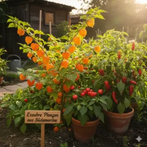 Gartenpflanzen aus Südamerika kaufen zum Verzehr: Anbau von Physalis (Kapstachelbeere) oder aromatischen Chilis im Beet.