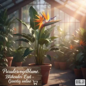 Exotische Gartenpflanzen günstig online: Paradiesvogelblume (Strelitzia reginae) – ein blühender Blickfang.