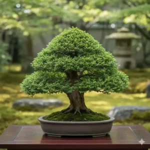 Japanische Gartenpflanzen für Bonsai: Die dichten Schuppenblätter der Hinoki-Scheinzypresse für Shohin-Bonsai.