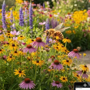 Close-up of wild bees on flowers to bienenfreundliche stauden günstig kaufen for your garden.