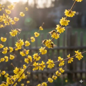 Die gelbe Kornelkirsche gehört zu den besten bienenfreundliche sträucher für garten im Frühjahr.