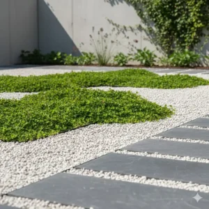Immergrüne Bodendecker für saubere Kanten und Gartenpflanzen für moderne Gartengestaltung.