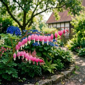 Rosa Prachtspiere (Astilbe) als farbenfrohe blühende pflanzen für halbschatten.