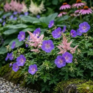 Nahaufnahme von Dauerblühern, die als blühende gartenpflanzen mit langer blütezeit von Juni bis Oktober Farbe zeigen.