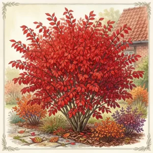 Ein brennender Busch zeigt, wie intensiv laubabwerfende sträucher mit farbe im Herbst leuchten können.