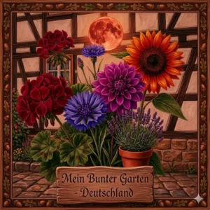 Bunte Balkonkästen mit Petunien und Geranien für blühende pflanzen mit intensiven farben auf kleinem Raum.