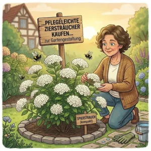 Ein weiß blühender Spierstrauch als Inspiration, um pflegeleichte ziersträucher kaufen zu können.