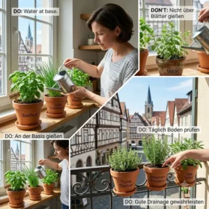 Essential watering and care guide for healthy kräuter für küche und balkon.