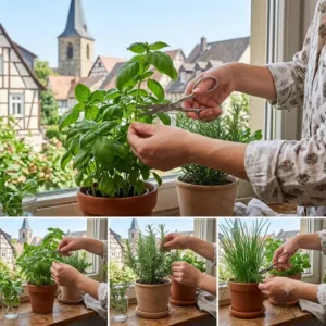 Proper harvesting and cutting techniques for fresh kräuter für küche und balkon.