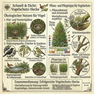 Vogelfreundliche schnell dichte heckenpflanzen als Lebensraum für Tiere.