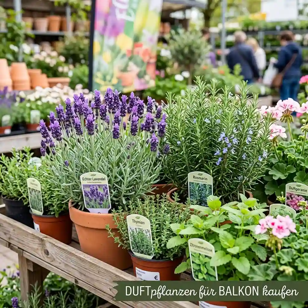 A wide nursery selection of beautiful duftpflanzen für balkon kaufen with lavender and thyme.