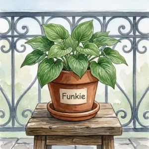 Shade-loving hosta in a planter suitable for winterharte pflanzen für nordbalkon.